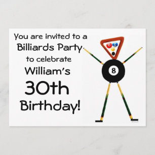 Birthday Billiards Party Einladung