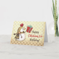 Birthday Bird auf Snowman mit Gegenwart