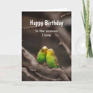 Birthday Bird Cuddling Budgies Parakeet Liebe Karte