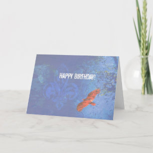 Birthday Bird Soaring Blue Grunge Karte