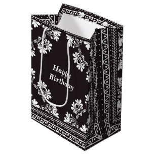 Birthday Black and White Bandanna Design Mittlere Geschenktüte