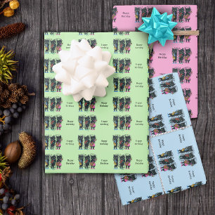 Birthday Black Cat Musicians Herz der Musiknoten Geschenkpapier Set