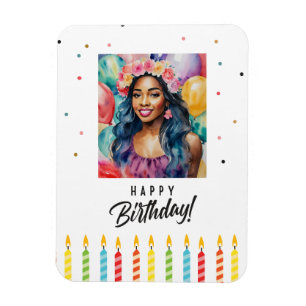 Birthday Black Frau mit Balloons Magnet