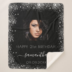 Birthday Black Glitzer Name Foto Sherpadecke