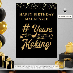 Birthday Black Gold Confetti Jahre im Making Poster