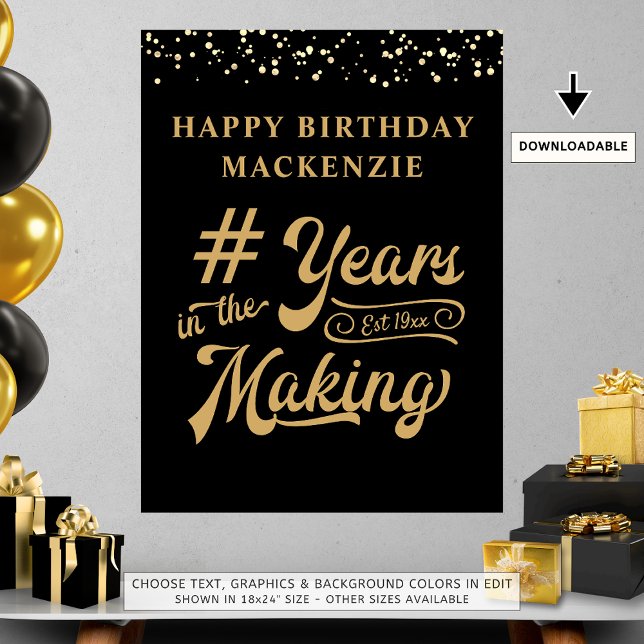 Birthday Black Gold Confetti Jahre im Making Poster (Von Creator hochgeladen)