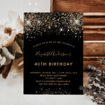 Birthday black gold glitter dust magnet invitation<br><div class="desc">A modern, stylish and glamorous magnet invitation for a 40th (or any age) birthday party. A black background decorated with faux glitter and sparkle. The name is written with a modern golden colored hand lettered style script. Personalize and add your party details. Both an invitation and a save the date...</div>