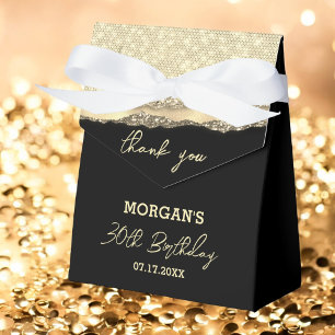 Birthday Black Gold Glitzer Name Vielen Dank Geschenkschachtel