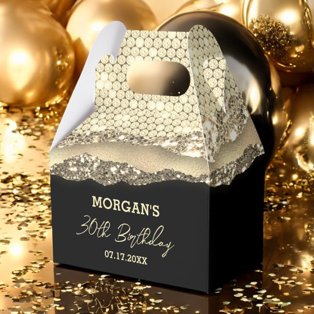 Birthday Black Gold Glitzer Name Vielen Dank Geschenkschachtel (Von Creator hochgeladen)