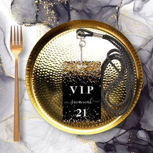 Birthday Black Gold Glitzer Staubname Vip Ausweis