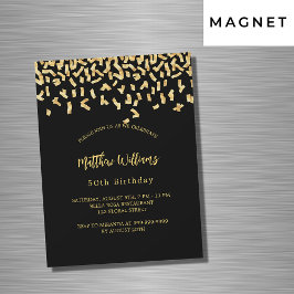 Birthday Black Gold Konfetti Luxus Magneteinladung
