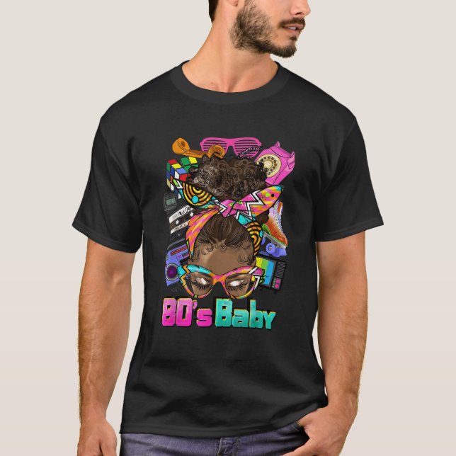 Birthday Black History Monat 80 S Baby Afro Girl T T-Shirt (Vorderseite)