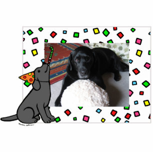 Birthday Black Labrador Cartoon Foto Frame Fotoskulptur Magnet