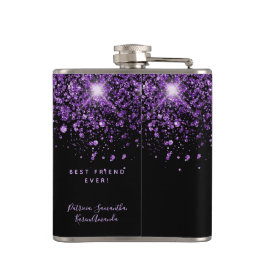 Birthday Black lila Glitzer beste Freunde Flachmann