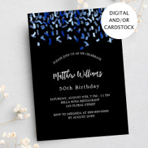 Birthday Black Marine Blue Confetti