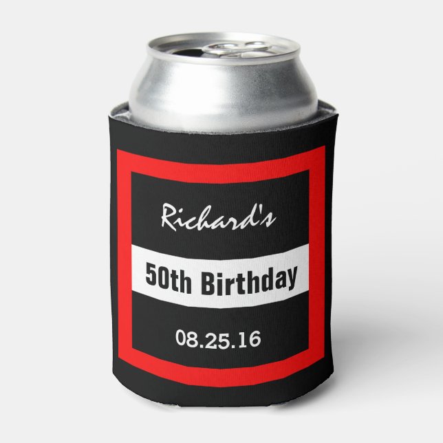 Birthday Black mit Red Frame Geometric Z50 Dosenkühler (Kanne Vorderseite)
