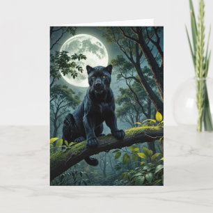 Birthday Black Panther in Moonlight Karte
