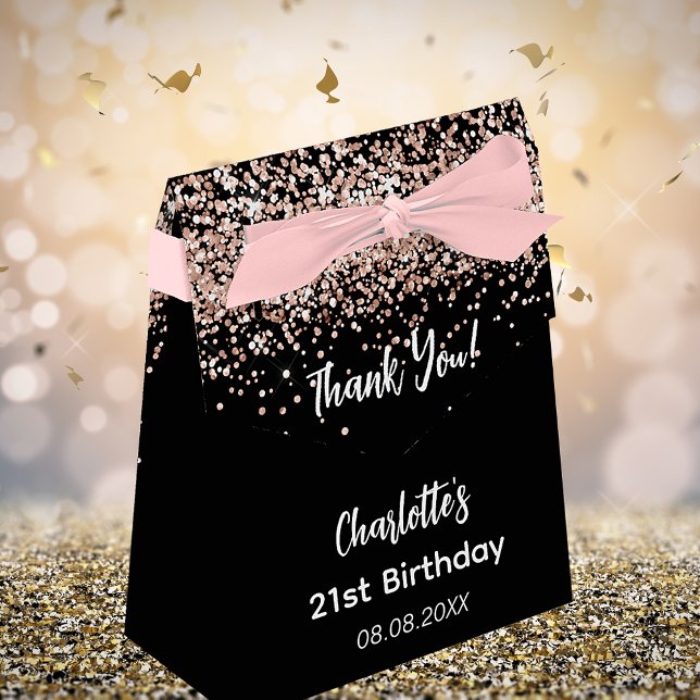 Birthday Black Rose Gold Glitzer Name Vielen Dank Geschenkschachtel (Von Creator hochgeladen)