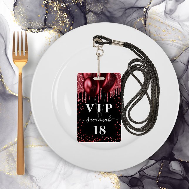 Birthday Black Rot Ballons Glitzer Vip Ausweis (Von Creator hochgeladen)