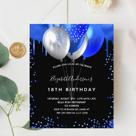 Birthday Black Royal Blue Einladung Flyer
