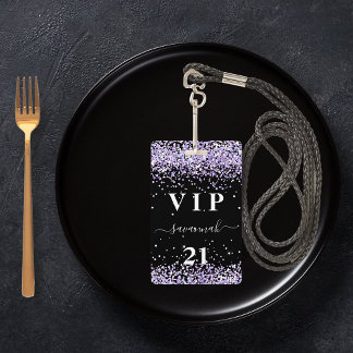 Birthday Black violet lavender vip Einladung Ausweis