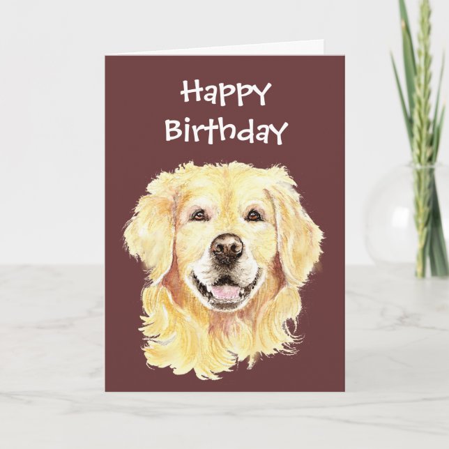 Birthday Blank Watercolor Golden Retriever Dog Karte (Vorderseite)