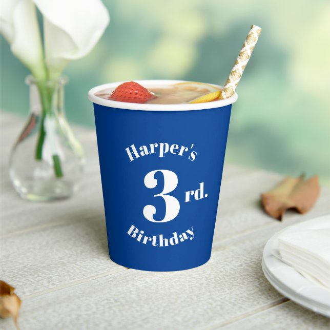 Birthday Blau Individuelle Name und Nummer Pappbecher (In Situ)