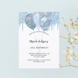 Birthday blauen Ballons Glitzer Tropfen Luxus Einladung