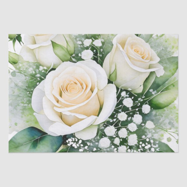 Birthday Bliss White Rose Seidenpapier (Vorderseite)