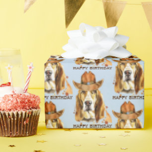 Birthday Bloodhound mit Sheriff Cowboy Hat Geschenkpapier