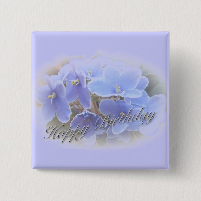 Birthday Blue African Violets Button (Vorderseite)