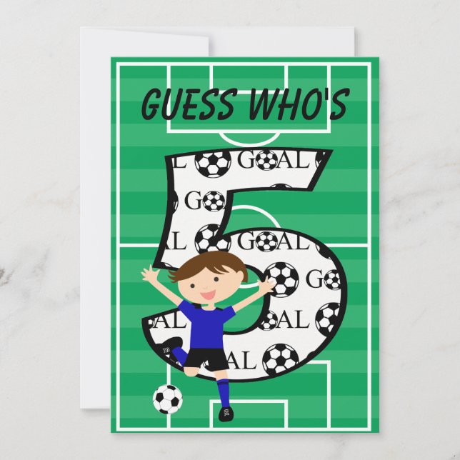 Birthday Blue and Black Soccer Goal v2 Einladung (Vorderseite)