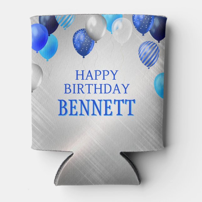 Birthday Blue Balloons Dosenkühler (Vorderseite)