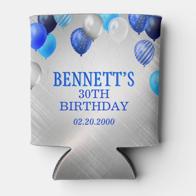 Birthday Blue Balloons Dosenkühler (Vorderseite)