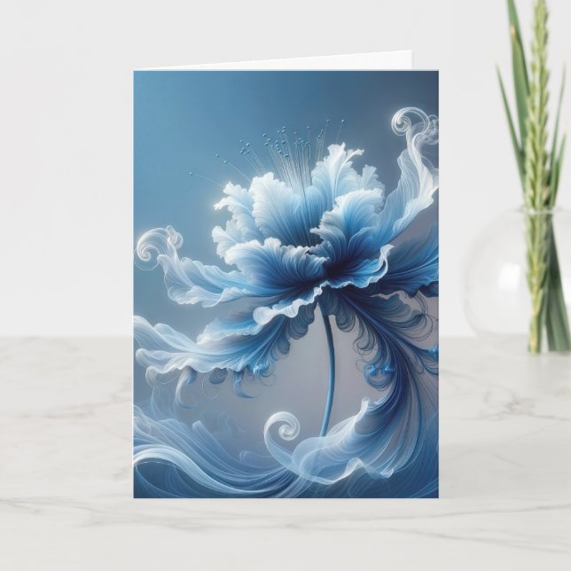 Birthday Blue Extravagant Fantasy Blume Karte (Vorderseite)