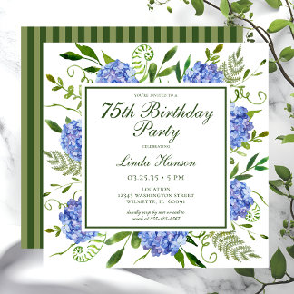 Birthday Blue Hydrangeas Script Einladung