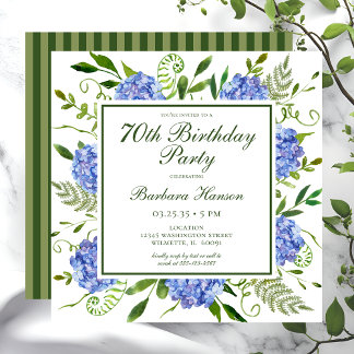 Birthday Blue Hydrangeas Script Einladung