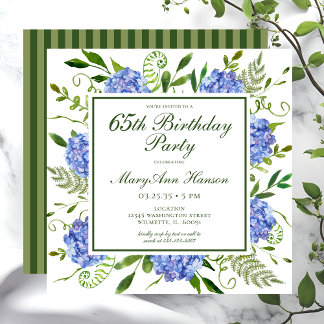 Birthday Blue Hydrangeas Script Einladung