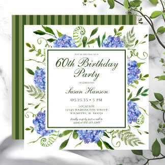 Birthday Blue Hydrangeas Script Einladung