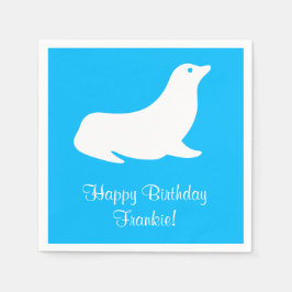 Birthday Blue Sea Lion 4Frankie (Name) Serviette