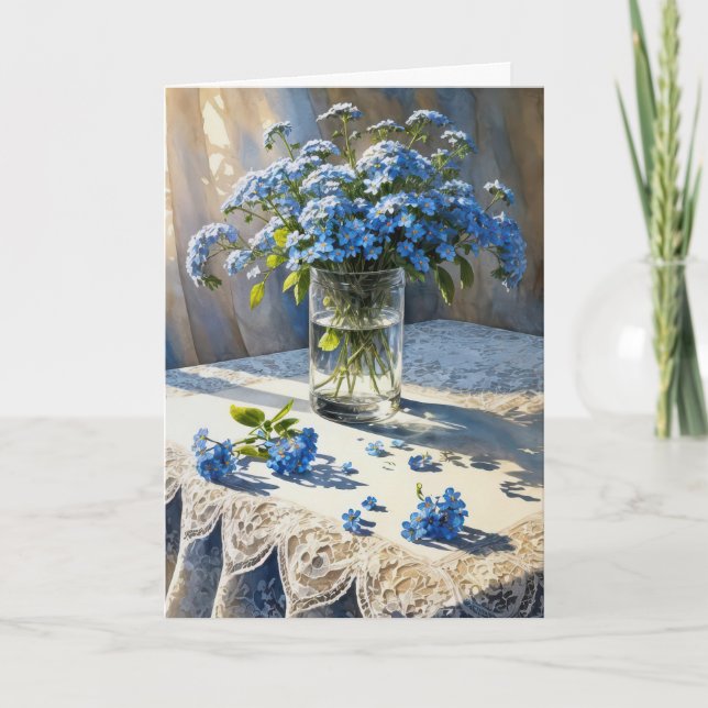 Birthday Blue Vergessen-Me-Not Floral Bouquet Karte (Vorderseite)