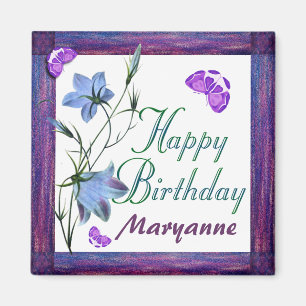Birthday Bluebells and Butterflies Magnete