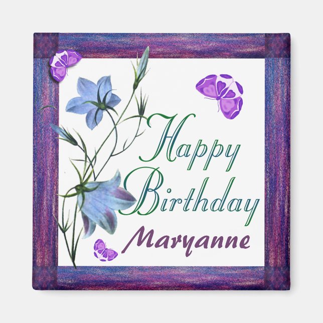 Birthday Bluebells and Butterflies Magnete (Vorne)