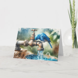 Birthday Bluebird auf Retro Faucet Karte
