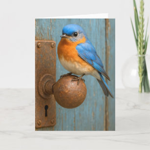 Birthday Bluebird on a Rusty Doorknob Karte