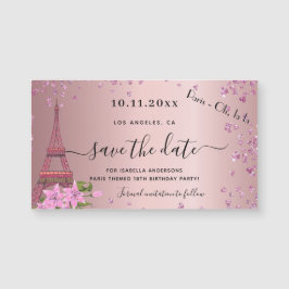 Birthday Blush Pink Paris speichern Datum Magnet