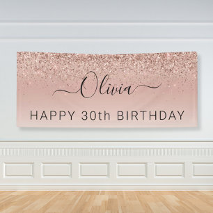 Birthday Blush Pink Rose Gold Glitzer Girl Banner