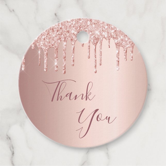 Birthday Blush Rose Gold Glitzer Tropfen vielen Da Geschenkanhänger (Vorderseite)