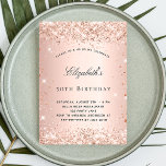 Birthday Blush Rosen gold Glitzer Einladungspostkarte<br><div class="desc">Für eine elegante 50. Geburtstagsfeier (oder jedes Alter). Eine Rose mit goldenem Farbverlauf. Dekoriert mit Rose Gold Imitat Glitzer,  Glitzern. Personalisieren und fügen Sie einen Namen und Party-Details hinzu. Der Name wird mit einem handgeschriebenen Stilskript geschrieben</div>