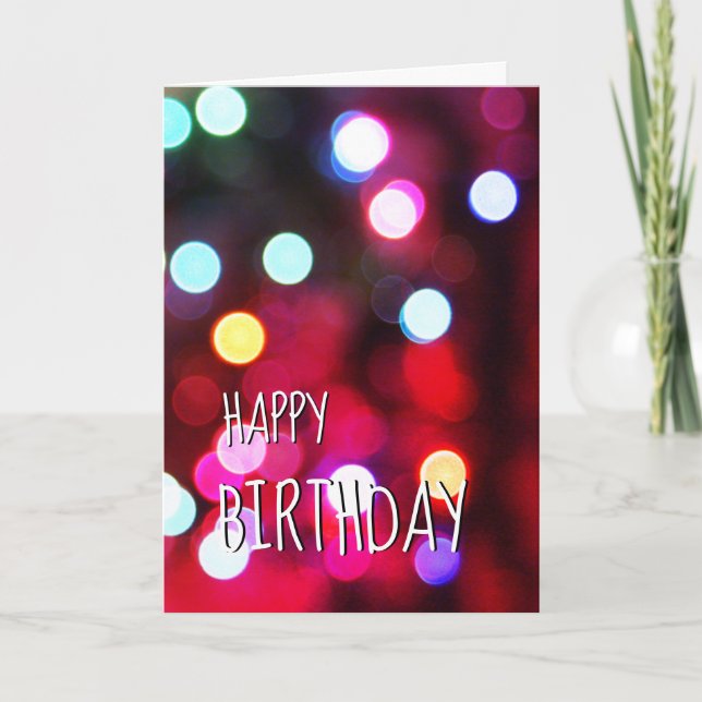 Birthday Bokeh Party Lights Card Karte (Vorderseite)